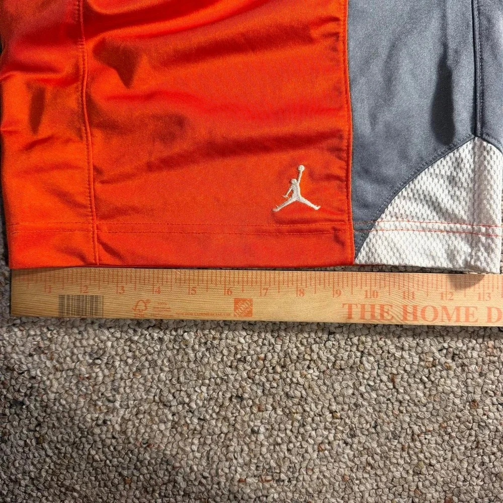 Jordan Orange Gray White Basketball Shorts Athletic Mesh Colorblock Size M
